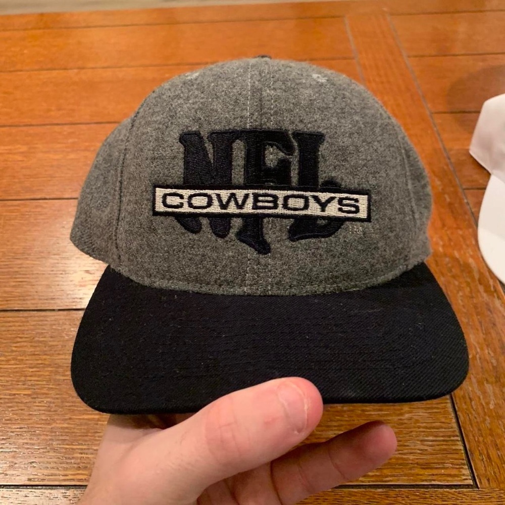 Vintage 1990s Dallas Cowboys Wool Heather Grey Snapback Hat Cap